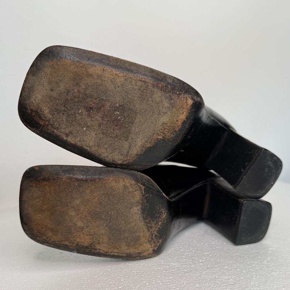 Prada Vintage, Late 1990, Glossy Black Leather block heels pumps , Sz 8.5 - Picture 11 of 13
